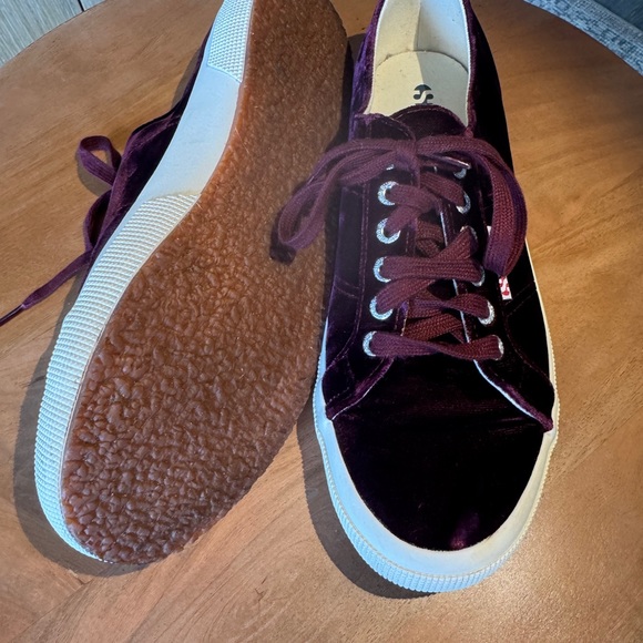 Like New Superga Classic 2750 Velvet Sneakers in Bordeaux/Wine, size 10/41.5 - Picture 5 of 13